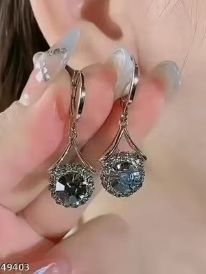 Black Diamond AD Earrings Designer Stud Silver Oxidized Earring Pair for Women