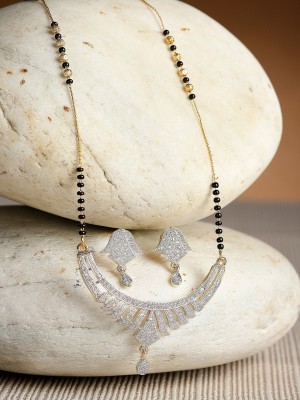 AD Mangalsutra Indian Mangal Sutra Necklace Earrings Jewellery Set