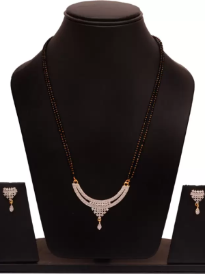 AD Mangalsutra Indian Mangal Sutra Necklace Earrings Jewellery Set