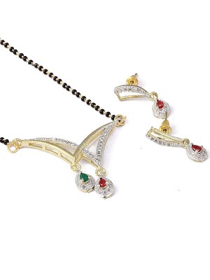 AD Mangalsutra Indian Mangal Sutra Necklace Earrings Jewellery Set