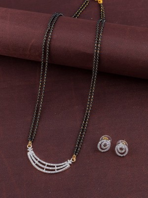 AD Mangalsutra Indian Mangal Sutra Necklace Earrings Jewellery Set