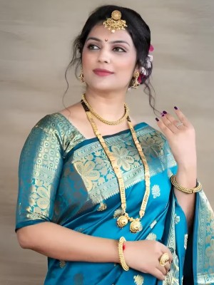 Fancy Traditional Banarasi Silk Saree Trendy Indian Women Party Wear Saree with Blouse