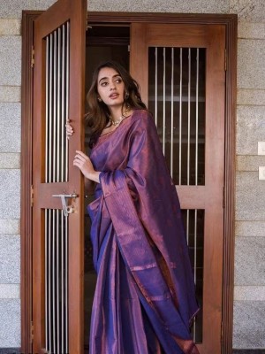 Attractive Blue Color Ethnic Soft Banarasi Silk Saree Traditional Indian Wear Saree with Blouse Piece