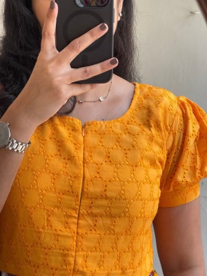 Beautiful Hakoba Pattern Puff Sleeves Cotton Full Flare Midi Kurti Gown Dress For Women 