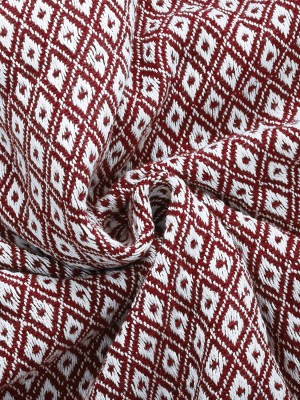 Maroon Diamond Pattern 100% Pure Cotton Lightweight and Breathable Knitted Throw Blanket for Sofa
