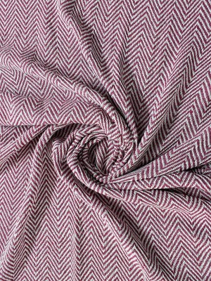 Maroon & White Modern Woven Chevron Zig Zag Pattern Pure Cotton Throw Blanket with Fringe for Sofas