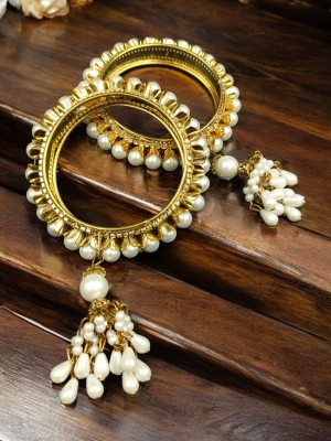 Traditional Gold Plated Antique Pearl Bangle Party Wear Designer Ethnic Indian Bracelet for Women