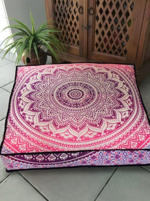 Boho Ombre Mandala Floor Pillow Cover Square Cushion Cover Dog Cat Pet Bed - 36 Inch