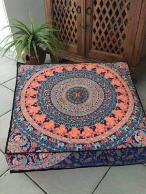 Barmeri Naaptol Cotton Mandala Floor Pillow Cover Square Cushion Cover Pet Bedding - 36 Inch