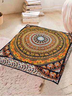 Jaipuri Handlook Mandala Floor Pillow Cover Square Cushion Cover - 36 Inch