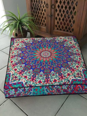 Jaipuri Handlook Mandala Floor Pillow Cover Square Cushion Cover - 36 Inch