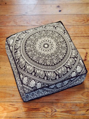 Bohemian Elephant Mandala Floor Pillow Cover Square Cushion Cover Dog Cat Bed - 36 Inch