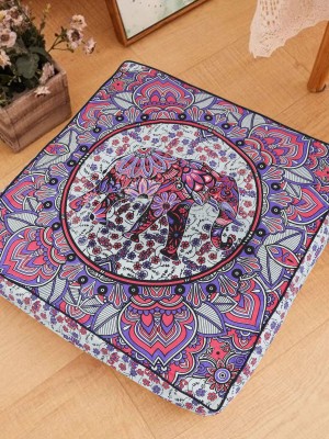 Bohemian Elephant Mandala Floor Pillow Cover Square Cushion Cover Dog Cat Bed - 36 Inch