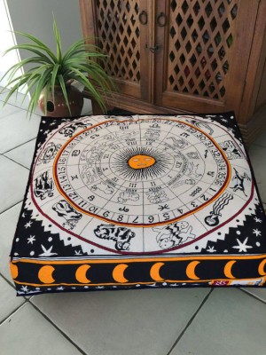 Psychedelic Hippie Floor Pillow Cover Square Cushion Cover Dog Cat Pet Bedding - 36 Inch