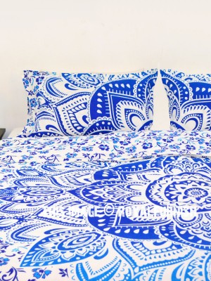 Blue & White Bohemian Mandala Circle Bedding Duvet Cover Set of 2 Pillow Covers