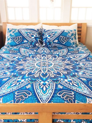 Colorful Trippy Mandala Bohemian Queen Size Duvet Cover Set with 2 Pillow Case