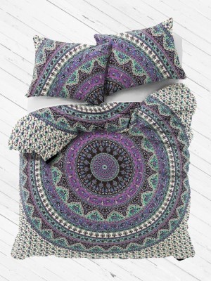 Bohemian Kerala Mandala Colorful Queen Size Duvet Cover with Set of Pillow Covers