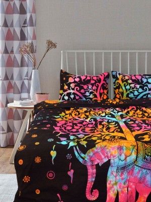 Colorful Hippie Tie Dye Elephant Tree of Life Duvet Covers with Set of 2 Pillow Covers
