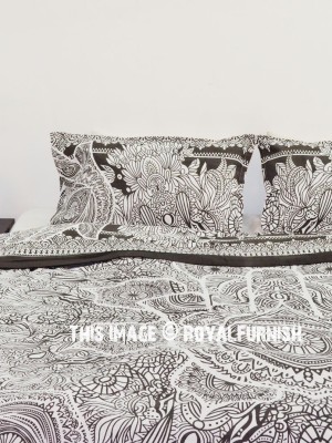 Grey & White Sketched Hamsa Hand Queen Size Duvet Cover Set with 2 Pillow Covers