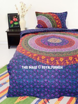 Bohemian Mandala Twin Size Duvet Cover Bedding Set with One Pillow Sham
