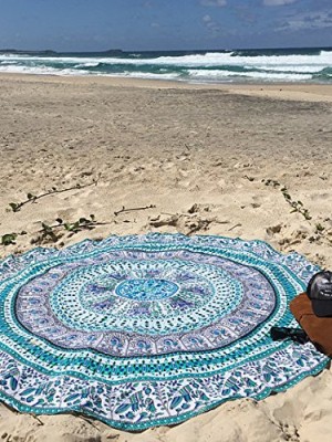 Popular Bohemian Mandala Roundie Beach Throw, Hippie Round Table Cloth