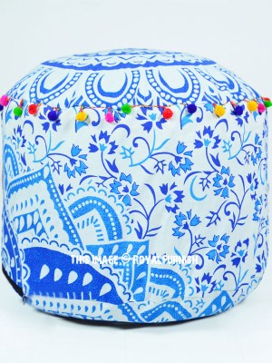 Popular Bohemian Mandala Pouf Cover Round Indian Seating Ottoman Cover 22"