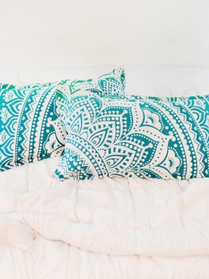 Bohemian Ombre Mandala Decorative Cotton Bed Pillow Sham Set of 2