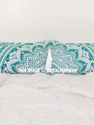 Bohemian Ombre Mandala Decorative Cotton Bed Pillow Sham Set of 2