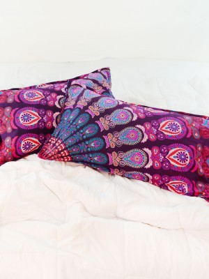 Hippie Peacock Mandala Decorative Cotton Pillow Sham Boho Bed Pillow Cover Set of 2