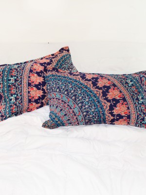 Popular Rajsthani Bohemian Elephant Mandala Decorative Cotton Pillow Sham Set of 2