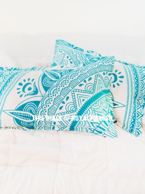 Bohemian Flower Ombre Mandala Decorative Cotton Bed Pillow Sham Set of 2