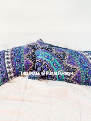 Boho Mandala Decorative Pillow Sham Cotton Bed Pillow Cover Set of 2