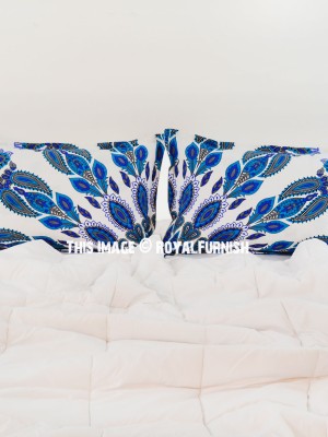 Boho Mandala Decorative Pillow Sham Cotton Floral Bed Pillow Cover Set of 2