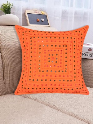 24" Unique Handmade Mirror Work Embroidered Bohemian Square Decorative Throw Pillow Case