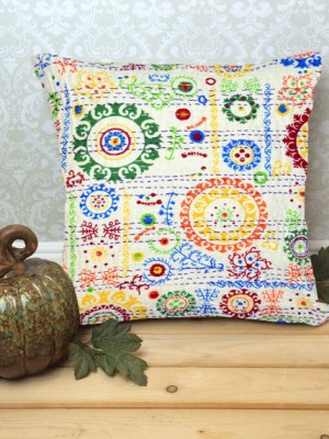18" Unique Handmade Kantha Cotton Decorative Square Throw Pillow Cover