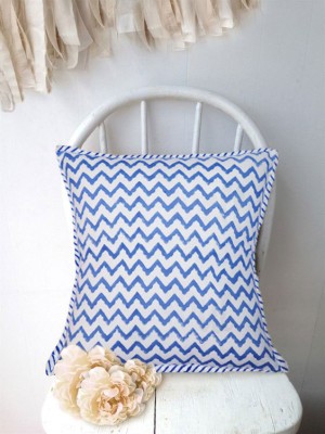 16" White Multi Hand Block Printed Throw Pillow Cover Cotton Decorative Cushion Cover