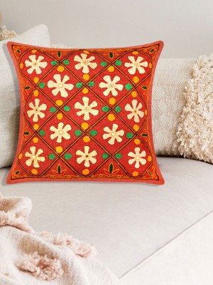 16" Handcrafted Applique Patchwork Throw Pillow Case Indian Boho Cushion Cover