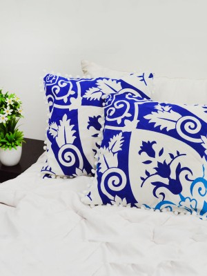 Bohemian Ombre Mandala Decorative Cotton Pom Pom Square Throw Pillow Case Set of 2