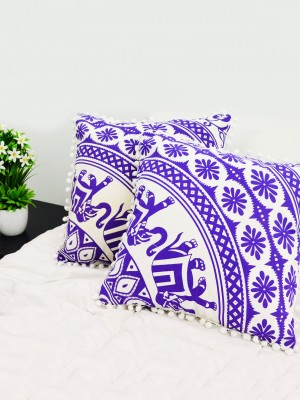 Boho Elephant Mandala Decorative Pom Pom Cotton Square Throw Pillow Case Set of 2