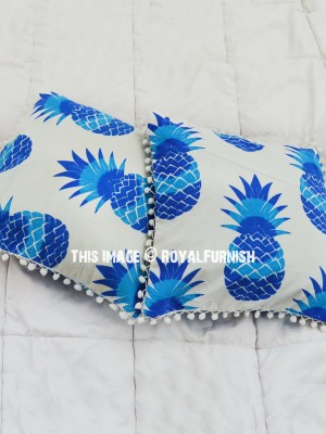 Pineapple Print Cotton Square Throw Pillow Case Cushion Cover Hippie Decor 16x16