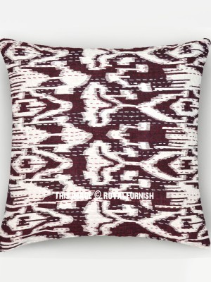 20" Handmade Kantha Cushion Cover Colorful Bohemian Decorative Throw Pillow Case