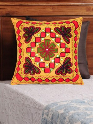 16" Jaipuri Embroidered Handcrafted Decorative Throw Pillow Cover