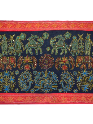 Unique Vintage Handmade Tapestry Ari Zari Embroidered Art Work Bohemian Fabric Wall Hanging