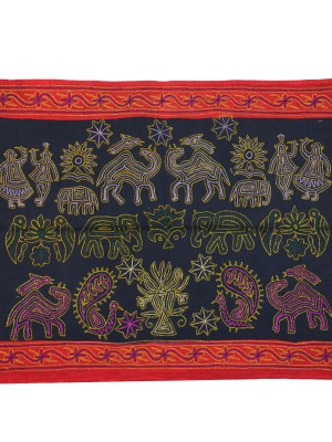 Unique Vintage Handmade Tapestry Ari Zari Embroidered Art Work Bohemian Fabric Wall Hanging