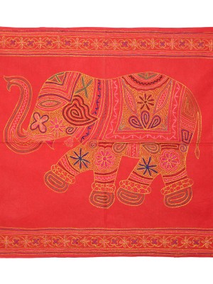 Vintage Handmade Bohemian Elephant Tapestry Ari Zari Embroidered Art Work Fabric Wall Hanging
