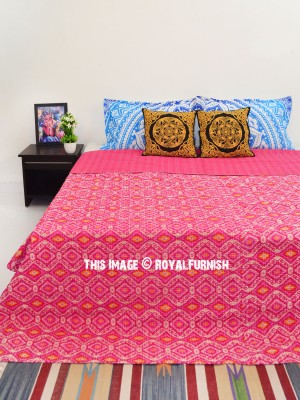 Rajasthani Traditional Printed Handmade Kantha Quilt Bedding Blanket