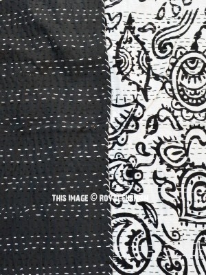 Ethical Handmade Kantha Bedding Sustainable Cotton Throw Blanket for Cozy Modern Living