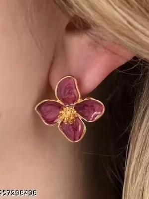 Red Flower Earring Floral Korean Earrings Stud Affordable Special Tops Boho Trendy GenZ Jewelry