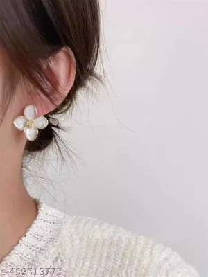 White Flower Earring Floral Korean Earrings Stud Affordable Special Tops Boho Trendy GenZ Jewelry