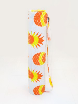 Yellow Multi Pineapple Print Yoga Mat Bag Cotton Yoga Mat Cover